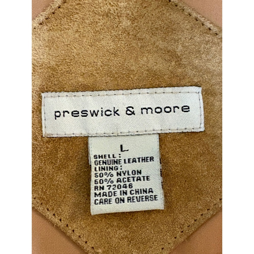 Vintage Preswick & Moore Tan Suede Leather Shirt Jacket Shacket Men's Size L - Picture 7 of 8